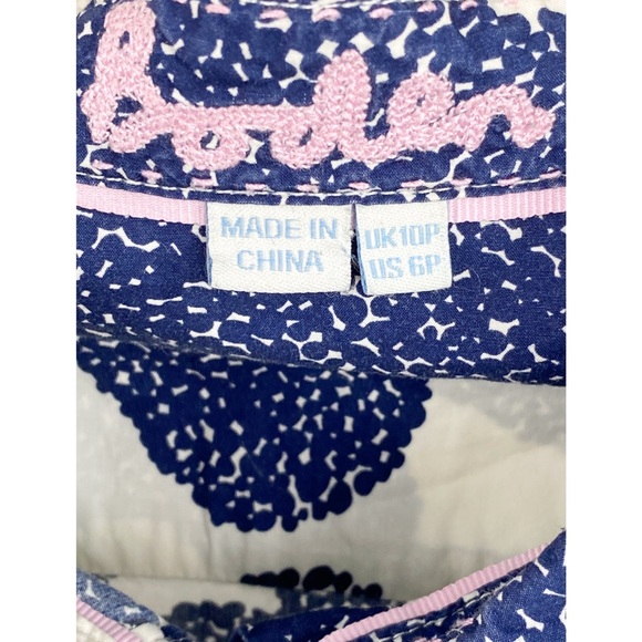 Boden The Classic Shirt Novelty Heart Print Button Front Long Sleeve, Navy 6P - Picture 6 of 7